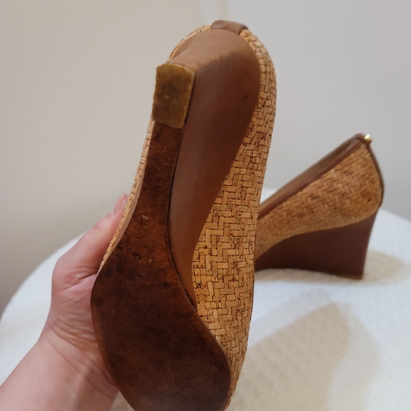 Beautiful summer wedge shoes with cork and genuine leather Trim - Picture 5 of 9